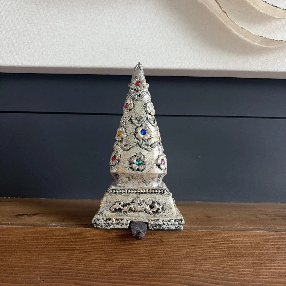 Christmas Stocking Holder Jeweled Fancy Tree Heavy Mantel‎ Hook Holiday Decor